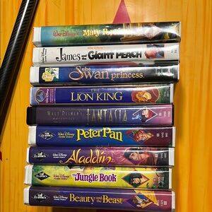 Disney VHS Lot 9 Set Collection The Classics Mary Poppins Aladdin Fantasia Swan